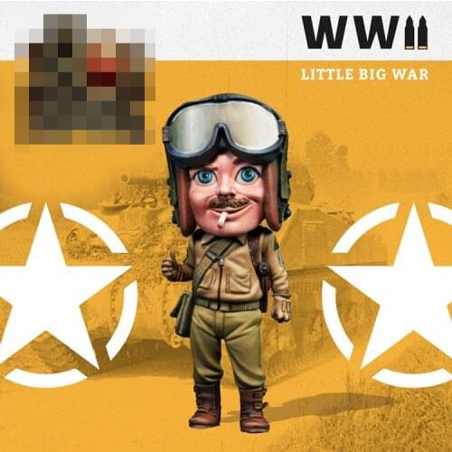 ROCKY STAR COOPER, Resin Model figure GK, WWII Soldier Cartoon Edition, Unassembled and unpainted kit, About 3.5 cm