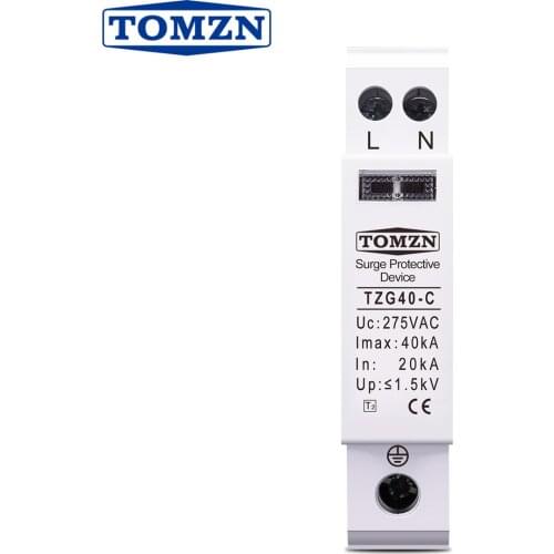AC SPD TOMZN 20KA~40KA 275V House Surge Protector protection Protective Low-voltage Arrester Device 1P+N 18mm