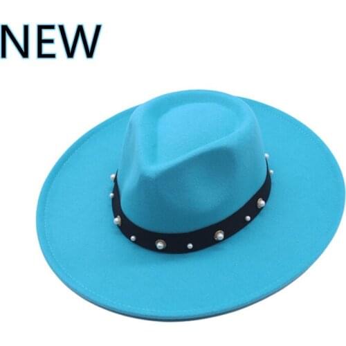 9.5CM big brimmed hat for womens woolen fedora hat autumn and winter blue peach heart top jazz wool felt hat mens top hat