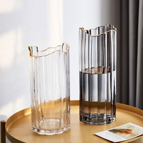 Nordic Irregular Transparent Vase Glass Modern Home Decoration Creative Flower Pot Living Room Decor Accessories vase decor Gift
