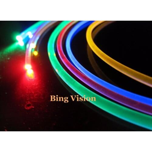 2.0mm solid core side glow fiber50m super soft bright super soft 2mm diameter for car or indoor side emitting fiber optic