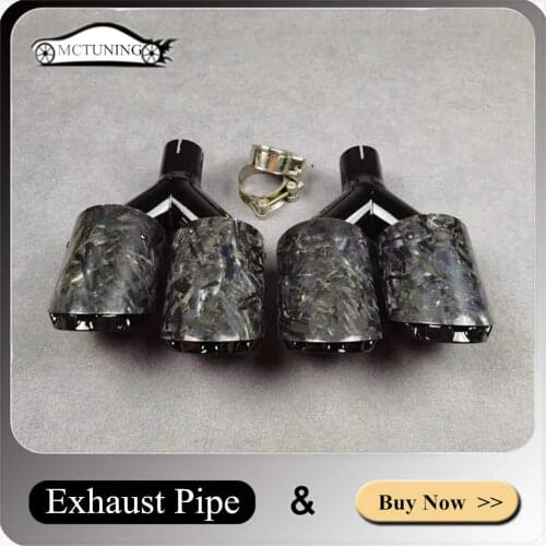 1 Pair Car Styling Stainless Steel Carbon Fiber Exhaust Pipe For Akrapovic Muffler Tip Three-layer Forged Glossy Black Tailpipe