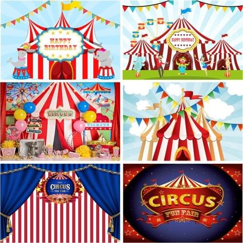 Circus Troupe Tent Backdrop Newborn Baby Shower Birthday Party Photography Background Photocall Photo Studio Decoraion Prop