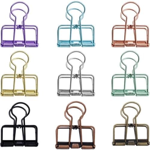 MIUSIE 10pcs Colorful Metal Binder Clips Paper Clip 4*3.5cm Book Stationery School Office Learning Supplies High Quality