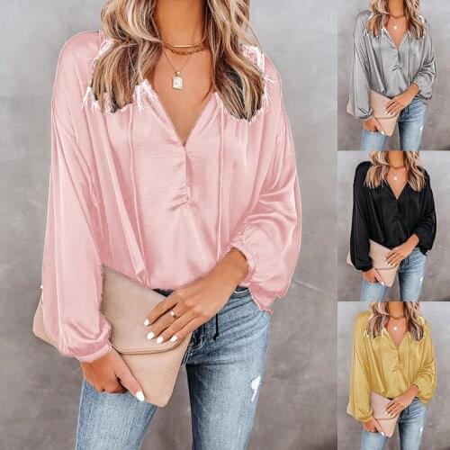 Women V-neck Long Sleeve Chiffon Blouses Shirt 2021 Spring Autumn Casual Loose Elegant Office Lady Black White Blouses Tops Tee