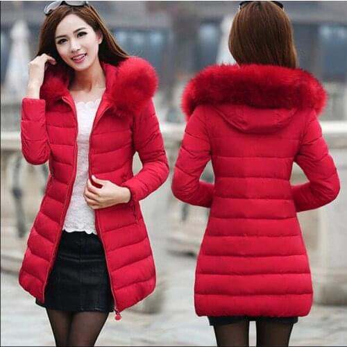 Winter Warm Hooded Down Parkas for Women Cotton Padded Jacket Plus Size Overcoat