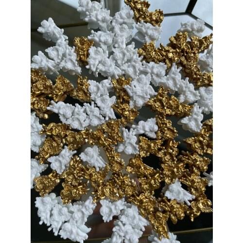 10pcs (17mm) Gold Angel Ornament Baroque Golden Angel Crystal Manicure Charms Diamonds 3D Nail Rhinestones Nail Jewelry 4-Color