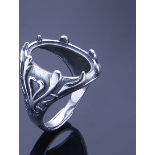 14*19.5mm 925 STERLING SILVER men Punk Semi Mount Bases Blanks base blank Pad ring Setting wedding jewelry findings diy A4968