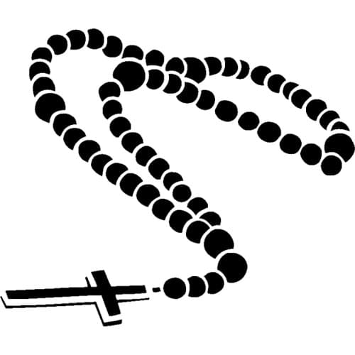 16.6cm*13.9cm Rosary Prayer Beads Car Styling Car Sticker Vinyl Black/Silver S3-5611