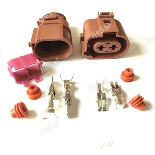 2 Pin Female Male VW Sealed Automotive Waterproof Connectors Plug Socket With Pins 6.3mm And Rubber Seals