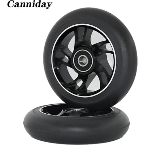 2pcs 100mm Replacement Stunt Scooter Wheels 88A hardness Fsat And Smooth ABEC-9 Bearings Metal Scooter Wheels