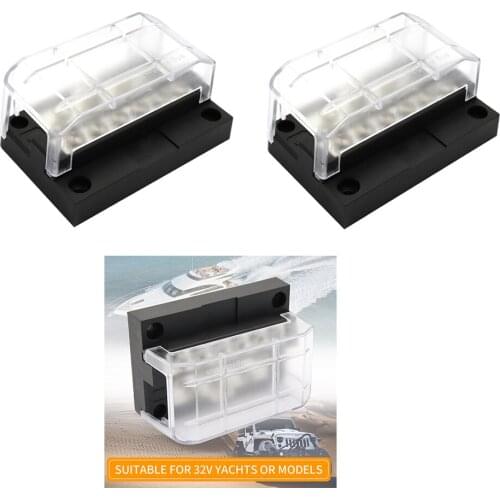 2pcs Bus Bar Electrical Terminal Junction Box 32V 100 amp 12 Point with Cover