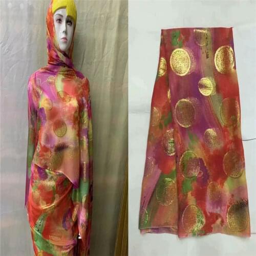 2020 Fashion High Quality African Soft Metallic Silk Fabric Suitable For Women Dress Sewing Materials 5 Yards! LXFN1165
