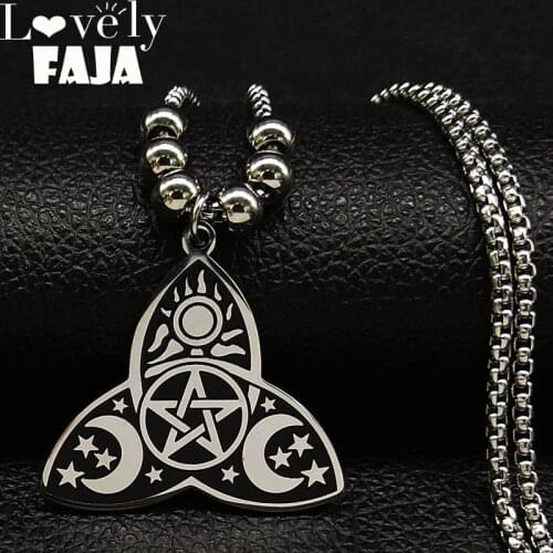 2021 Fashion Wicca Stainless Steel Necklaces for Women Silver Color Chain Necklace Jewelry collares mujer N18736