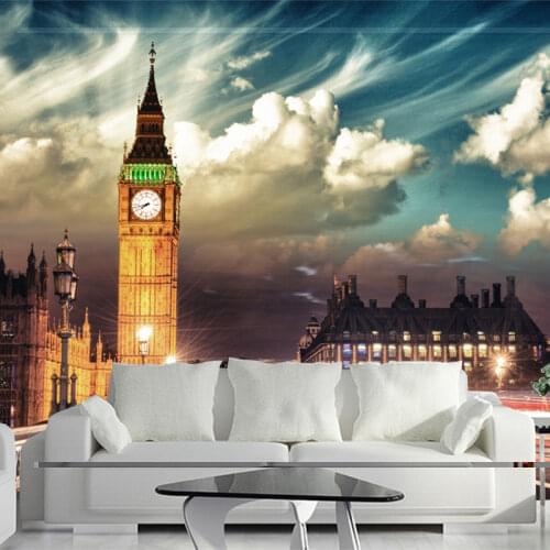 Night City Building Big Ben 3d Papel Mural Wallpaper 3d Wall Photo Murals for Living Room Sofa Background 3d Wall Mural
