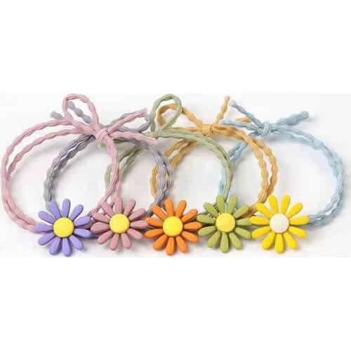 4pcs Sweet Flower Hair Tie Cute Hair Tie Hair High Elastic Rubber Band Hair Tie All-match Female Hair Accessories