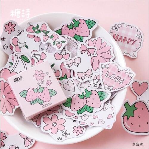45pc/box Lovely fruit strawberry decoration sticker paper sticker diy handmade diary album scrapbooking Label stickers
