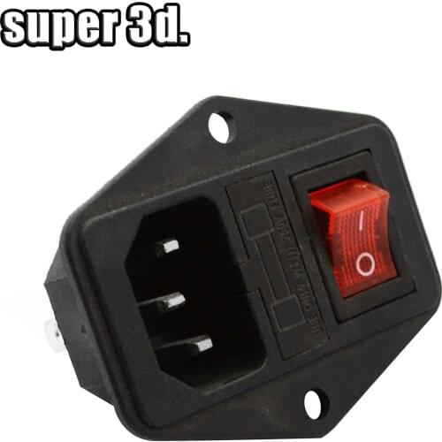 5pcs 10A/15A 250V AC Power Socket with Rocker Switch 3 in 1 with/without Fuse t Red Black 3D Printer parts