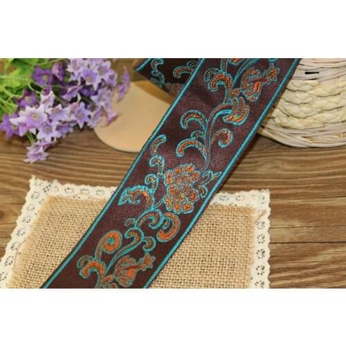 5yards/lot wide 6cm Woven Jacquard Ribbon classical flowers design curtain and clothing accessory LS-9801
