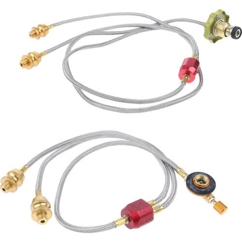 2 Way Adapter Burner for Double Gas Stove Camping Propane Refill Adapter Flat Cylinder Tank Coupler Outdoor Fishing Picnic