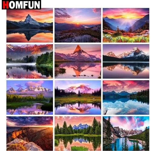 HOMFUN 5D DIY Diamond Embroidery Full Display "Mountain landscape" Diamond Painting Square/Round Rhinestones Decor Art