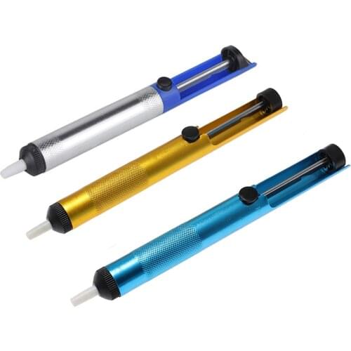 1Pcs Aluminium Solder Sucker Desoldering Pump Tool Suction Tin Pen Removal Device Blue Vacuum Soldering Iron Desolder