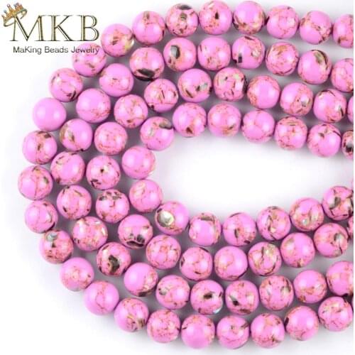Natural Stone Beads Rose Red Shell Turquoises Stone Beads For Jewelry Making 4/6/8/10/12mm Diy Bracelet Necklace Accessories