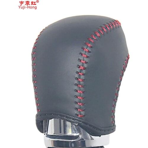 Yuji-Hong Car Gear Covers Case for SKODA Octavia Scout Fabia 2014 Manual Shift Collars Genuine Leather Cover Hand-stitched