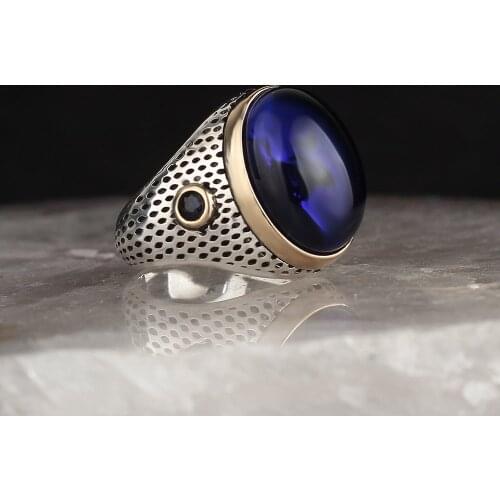 Zircon Traditional Turkish 925 Sterling Silver Mens Handmade Sword Signet Rings Jewelry Gift From Turkey for Women Men