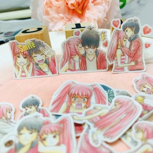 40pcs Anime couple Kids Fun Paper Stickers Homemade Bookkeeping Decals on Laptop / Decorative scrapbooking / DIY