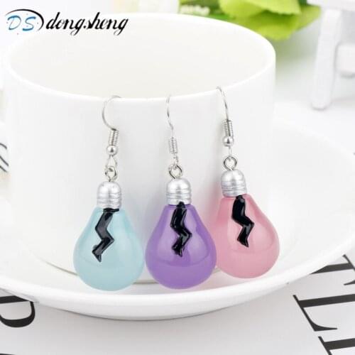 Dongsheng Handemade Vintage Colorful Light Bulb Charm Pendants Drop Earrings DIY Jewelry for Women Girl Party Birthday Gifts