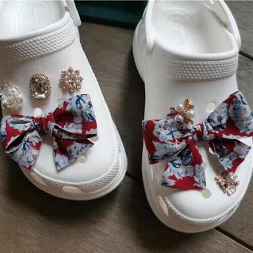 Elegant Croc Charms Designer Vintage DIY Shoe Charms for Croc Vitality Clogs Shoe Buckle Bow Knot Shoe Decorations for Girls