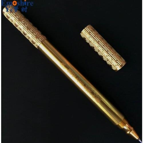 Emoshire Retro Handmade Brass Pen Unique Design Fashion Gift Metal Gift Pen Luxury Gold Ballpoint Pen for Business Man P338