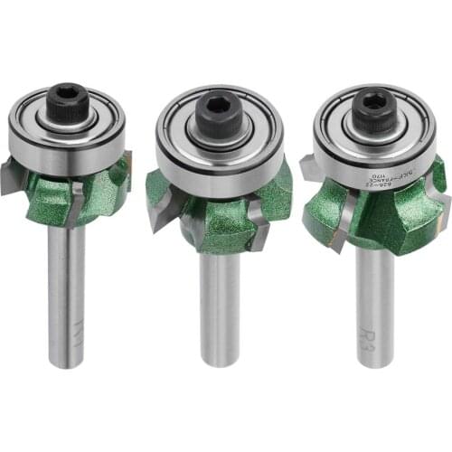 R1/R2/R3 Woodworking Milling Cutter 4 Teeth Trimming Cutter 1/4" Shank Edge Trimmer Router Bit Wood Edging Veining Grooving Tool