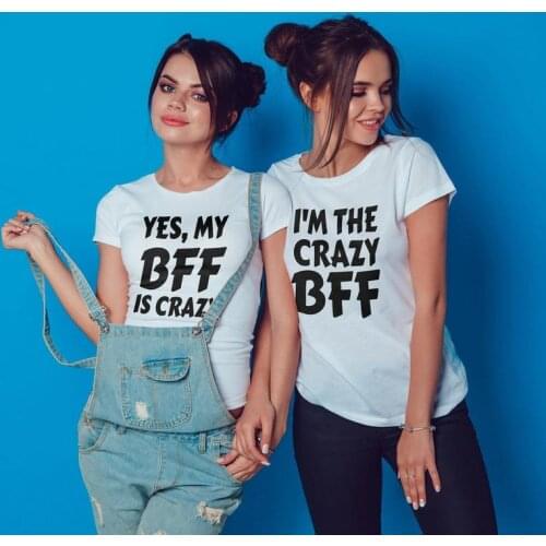 Skuggnas My Bff is Crazy Bff T-shirts Matching Outfits Best Friend t shirts Short Sleeve Fashion bff Clothing Aesthetic Clothing