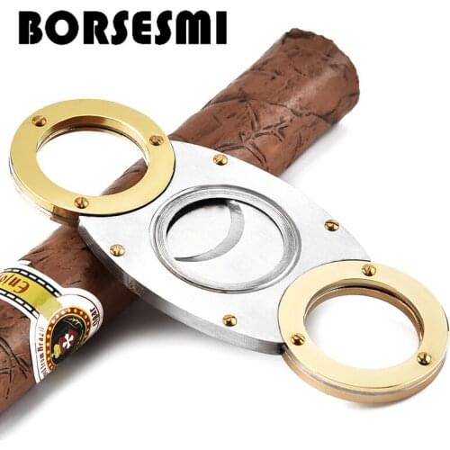 Hot sale 56Ring portable stainless steel cigar scissors double blade metal cigar cutter knife pocket smoking accessories