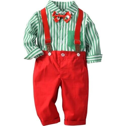 Baby Boy Clothing Set Striped Christmas Gentleman Cotton Clothing Set Spring Children Clothes Newborn Birthday Party Clothes