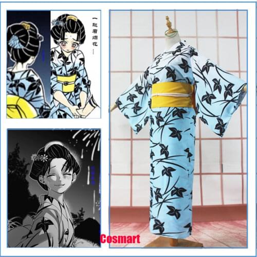 Anime Demon Slayer Kimetsu no Yaiba Akaza Wife Snow Lovers Kimono Uniform Cosplay Costume Halloween Suit For Women Outfit New