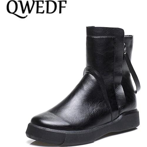 Thick Bottom Leather Boots Side Zip British Womens Winter Warm Boots Muffin Bottom Lace up Tooling Boots scarpe donna X13-50