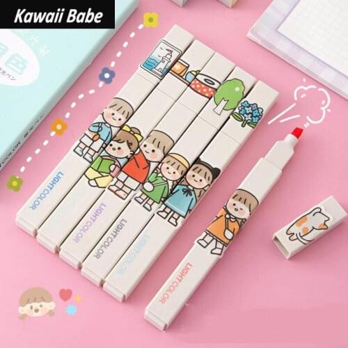 Highlighters Stationery 6 Pcs/set Japanese Pen Mildliner Highlighters Art Marker Gift School Office Art Stationery Supply