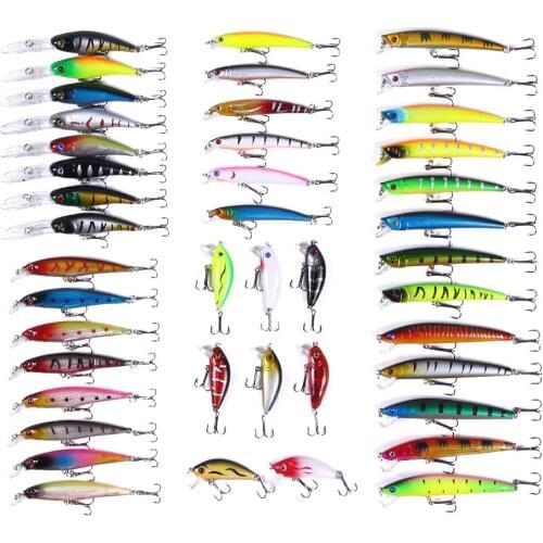 Minnow 43pcs/lot Fly Fishing Lure Set Hard Bait Wobbler Carp Pike 6 Models Fishing Tackle Wholesale
