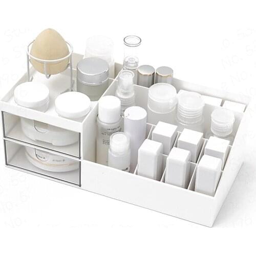 Multifunctional pencil case, stationery storage box, classified storage box, grid partition, space saving