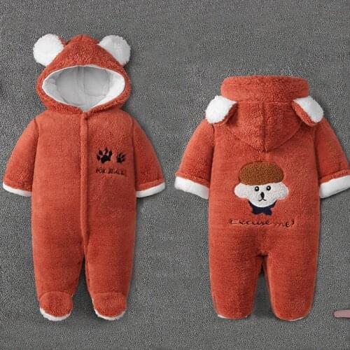 Autumn Winter Infant Clothing Thick Fluff Baby clothes Rompers For Baby Girls Jumpsuit newborn Plush Romper suit For going out