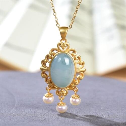 Uglyless Tassels Natural Pearls Pendants Necklaces for Women Agate Emerald Necklaces + Chains 925 Silver Garland Vintage Jewelry