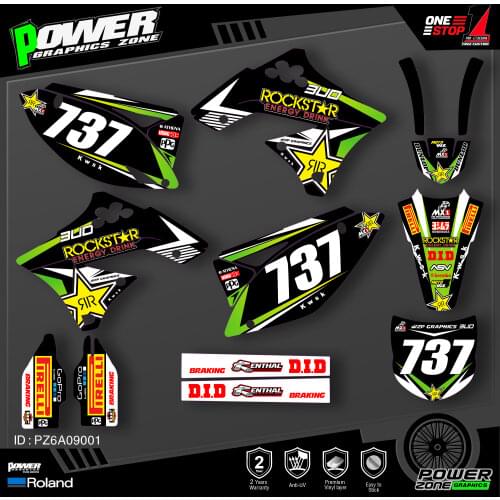 PowerZone Custom Team Graphics Decals Stickers Kit For Kawasaki Decal 2009 2010 2011 2012 KXF250 001