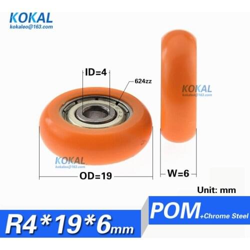 [R0419-6]10PCS Free Shipping 624zz deep groove ball bearing wheel 4*19*6 round type DIY minisize wheel pulley 0419R 0419T