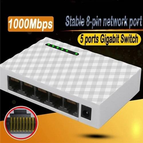 Network Switch RJ45Lan Hub Gigabit Network Computing Ethernet Internet5 Port 10 100 1000Mbps Hub Internet Distributor