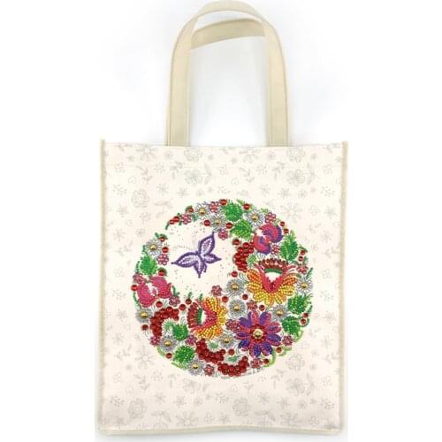 Handmade DIY dot diamond tote bag Reusable Durable personalized diamond painting shopping green bag Eco canvas bag