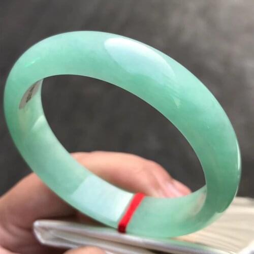 Only One !57.8MMCertified (Grade A)100% Natural Green Jadeite JADE Bracelet Women Bangle