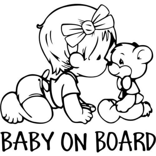 BABY ON BOARD Custom Girl Bear Car Sticker Funny Vinyl Decal and Sticker Warning Sign Car Styling